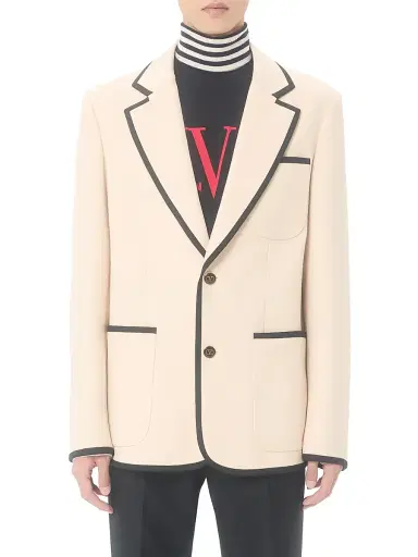 Valentino Garavani Men's Single-Breasted Wool Gabardine Jacket - Cream - Size 42 | Thumbnail 2