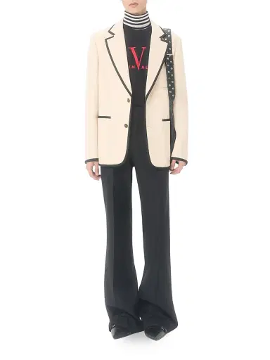 Valentino Garavani Men's Single-Breasted Wool Gabardine Jacket - Cream - Size 42 | Thumbnail 6