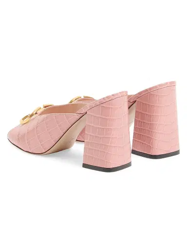 Valentino Garavani Women's VLogo Signature 95MM Slide Sandals in Printed Calfskin - Pink - Size 11 | Thumbnail 3