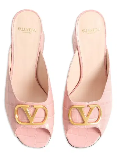 Valentino Garavani Women's VLogo Signature 95MM Slide Sandals in Printed Calfskin - Pink - Size 11 | Thumbnail 4
