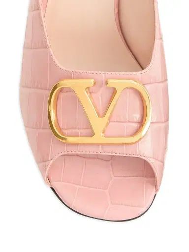 Valentino Garavani Women's VLogo Signature 95MM Slide Sandals in Printed Calfskin - Pink - Size 11 | Thumbnail 5