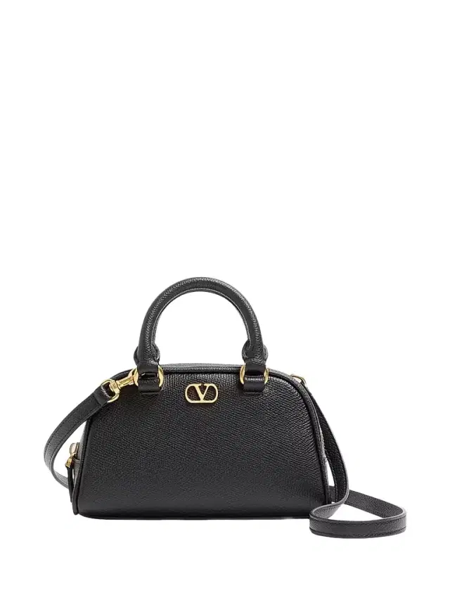 Valentino Garavani Women's VLogo Signature Mini Bowling Bag in Grainy Calfskin - Black