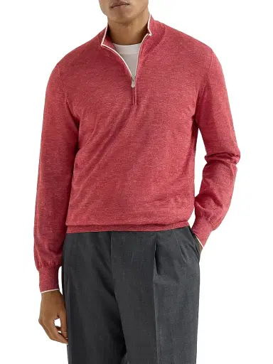 Brunello Cucinelli Men's Cashmere, Silk and Hemp Lightweight Sweater | Thumbnail 2 Brunello Cucinelli Men's Cashmere, Silk and Hemp Lightweight Sweater | Thumbnail 2
