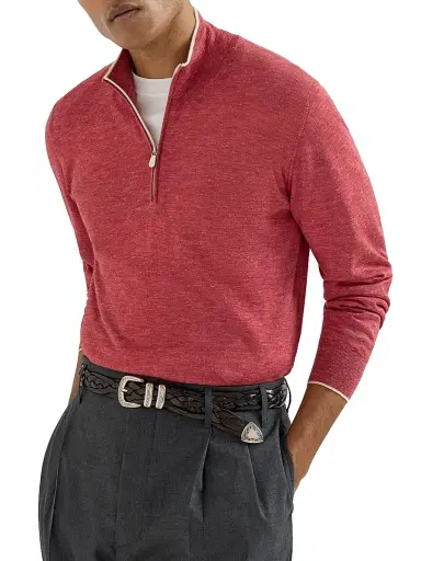 Brunello Cucinelli Men's Cashmere, Silk and Hemp Lightweight Sweater | Thumbnail 5 Brunello Cucinelli Men's Cashmere, Silk and Hemp Lightweight Sweater | Thumbnail 5
