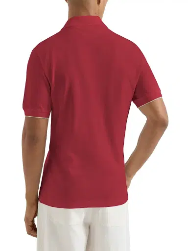 Brunello Cucinelli Men's Cotton Piqué Polo Shirt with Logo | Thumbnail 3