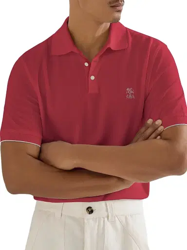 Brunello Cucinelli Men's Cotton Piqué Polo Shirt with Logo | Thumbnail 5