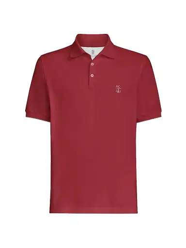 Brunello Cucinelli Men's Cotton Piqué Polo Shirt with Logo | Thumbnail 1