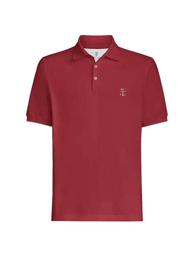 Men's Cotton Piqué Polo Shirt with Logo - Cherry