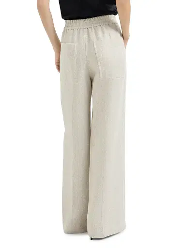 Brunello Cucinelli Women's Linen and Cotton Chevron Loose Track Trousers | Thumbnail 3 Brunello Cucinelli Women's Linen and Cotton Chevron Loose Track Trousers | Thumbnail 3