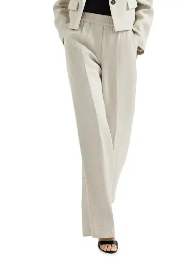 Brunello Cucinelli Women's Linen and Cotton Chevron Loose Track Trousers | Thumbnail 5 Brunello Cucinelli Women's Linen and Cotton Chevron Loose Track Trousers | Thumbnail 5