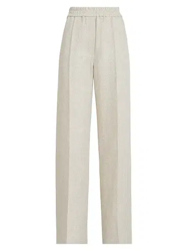 Brunello Cucinelli Women's Linen and Cotton Chevron Loose Track Trousers | Thumbnail 1 Brunello Cucinelli Women's Linen and Cotton Chevron Loose Track Trousers | Thumbnail 1