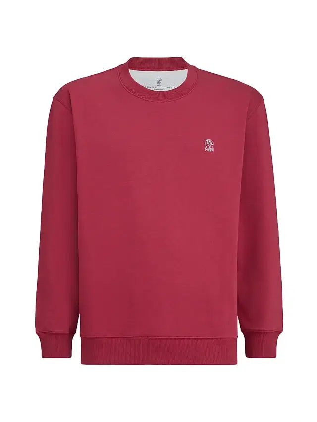 Men's Techno Cotton French Terry Sweatshirt with Print - Cherry