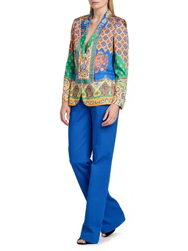 Etro Women's Stretch Cotton Bootcut Pants - Blue | Thumbnail 2