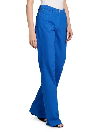 Etro Women's Stretch Cotton Bootcut Pants - Blue | Thumbnail 4