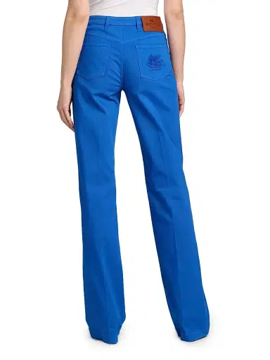 Etro Women's Stretch Cotton Bootcut Pants - Blue | Thumbnail 5