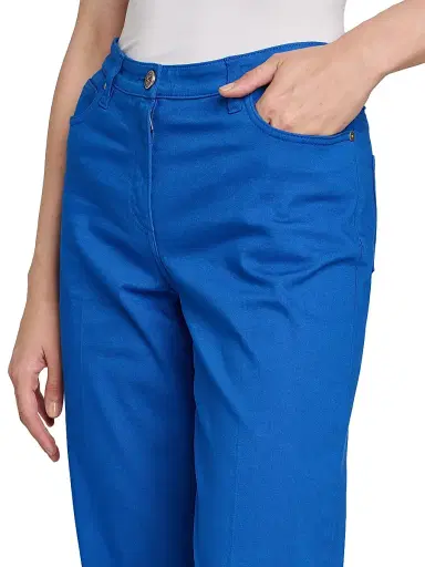 Etro Women's Stretch Cotton Bootcut Pants - Blue | Thumbnail 6