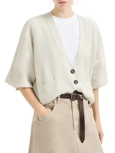 Brunello Cucinelli Women's Sparkling Cashmere Ribbed Cardigan - Panama | Thumbnail 4
