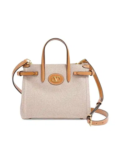 Valentino Garavani Women's Antibes Small Shopping Top-Handle Bag in Canvas - Natural | Thumbnail 1 Valentino Garavani Women's Antibes Small Shopping Top-Handle Bag in Canvas - Natural | Thumbnail 1