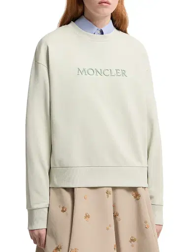 Moncler Women's Crew Neck Sweatshirt in Cotton - Light Green - Size Large | Thumbnail 2 Moncler Women's Crew Neck Sweatshirt in Cotton - Light Green - Size Large | Thumbnail 2