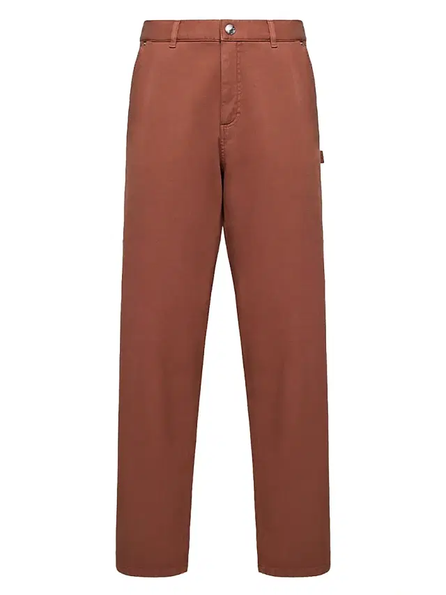 Men's Pants in Cotton Blend Gabardine - Red Brown