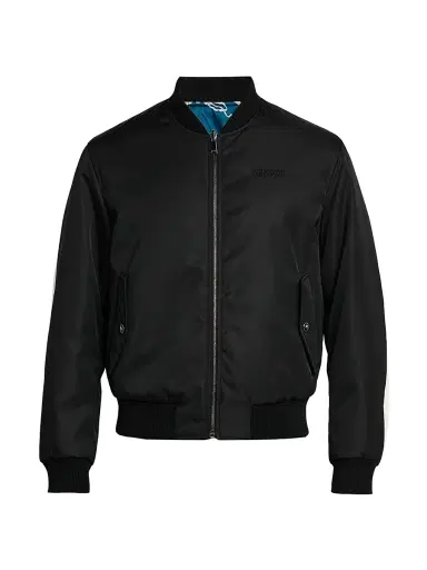 Versace Men's Barocco Mythic Reversible Twill Jacket - Black Petrol Blue | Thumbnail 1 Versace Men's Barocco Mythic Reversible Twill Jacket - Black Petrol Blue | Thumbnail 1