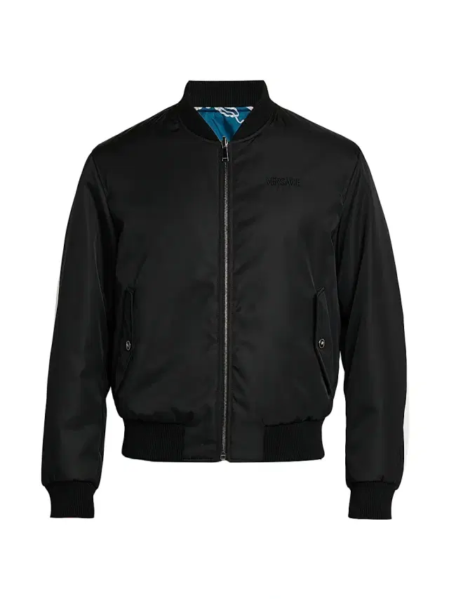 Versace Men's Barocco Mythic Reversible Twill Jacket - Black Petrol Blue