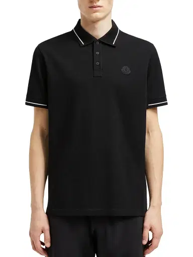 Moncler Men's Polo Shirt in Cotton - Black - Size XXXL | Thumbnail 2 Moncler Men's Polo Shirt in Cotton - Black - Size XXXL | Thumbnail 2