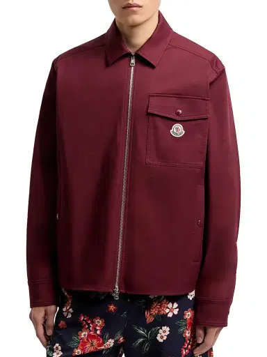 Moncler Men's Jacket in Cotton Gabardine - Burgundy - Size XXL | Thumbnail 2 Moncler Men's Jacket in Cotton Gabardine - Burgundy - Size XXL | Thumbnail 2