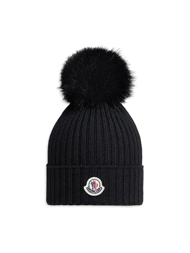 Little Girl's & Girl's Beanie Hat in Wool - Black