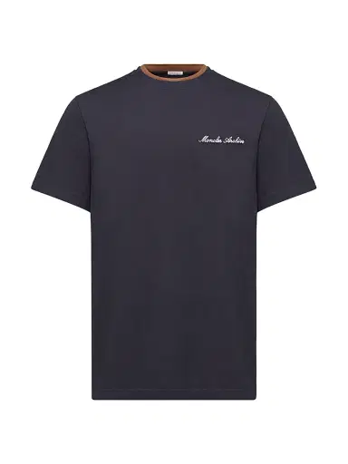Moncler Men's Crew-Neck T-Shirts in Cotton - Navy Blue - Size XL | Thumbnail 1 Moncler Men's Crew-Neck T-Shirts in Cotton - Navy Blue - Size XL | Thumbnail 1