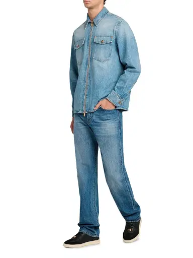 Versace Men's Studded Tapered-Leg Jeans - Light Blue | Thumbnail 2 Versace Men's Studded Tapered-Leg Jeans - Light Blue | Thumbnail 2