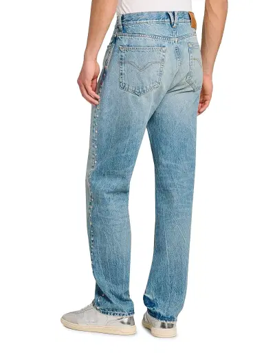 Versace Men's Studded Tapered-Leg Jeans - Light Blue | Thumbnail 5 Versace Men's Studded Tapered-Leg Jeans - Light Blue | Thumbnail 5