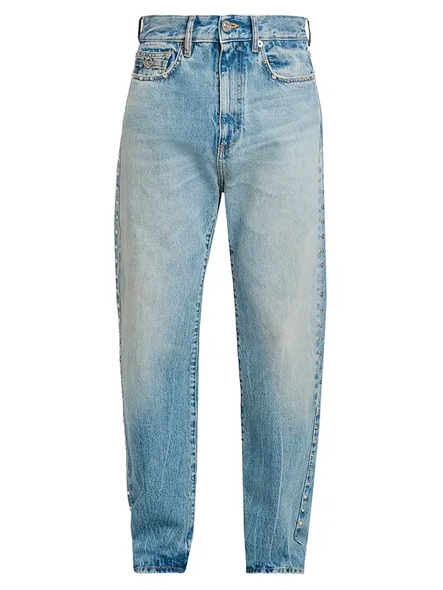 Men's Studded Tapered-Leg Jeans - Light Blue
