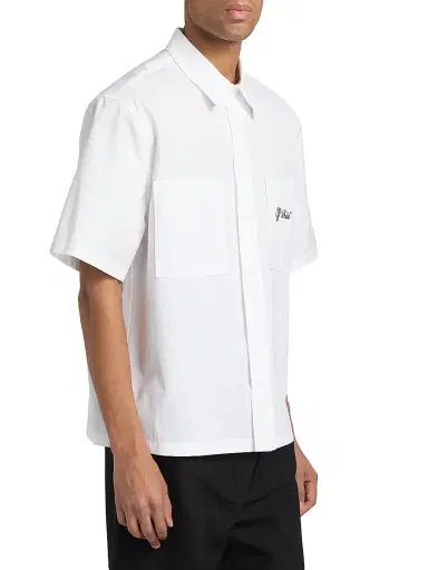 Off-White Men's Script Summer Poplin Button-Front Shirt - White Black - Size 42 | Thumbnail 4