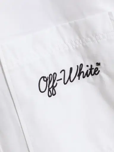 Off-White Men's Script Summer Poplin Button-Front Shirt - White Black - Size 42 | Thumbnail 7
