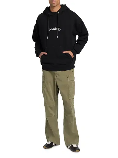 Off-White Men's Scribble Arr Skate Logo Cotton Hoodie - Black White | Thumbnail 2 Off-White Men's Scribble Arr Skate Logo Cotton Hoodie - Black White | Thumbnail 2