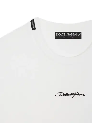 Dolce & Gabbana Men's Embroidered Logo Crewneck T-Shirt - Bianco - Size 46 | Thumbnail 6 Dolce & Gabbana Men's Embroidered Logo Crewneck T-Shirt - Bianco - Size 46 | Thumbnail 6
