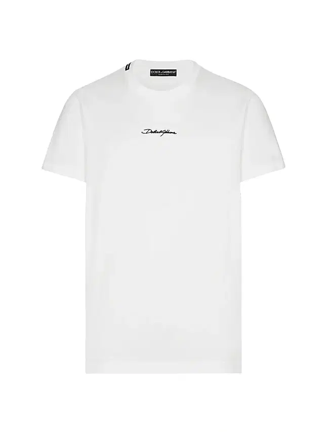 Dolce & Gabbana Men's Embroidered Logo Crewneck T-Shirt - Bianco