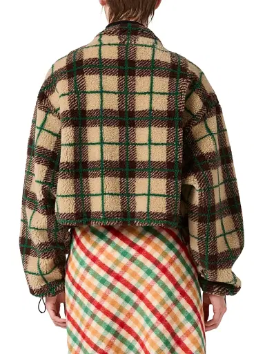 Miu Miu Women's Checked Teddy Jacket with Zipper | Thumbnail 3 Miu Miu Women's Checked Teddy Jacket with Zipper | Thumbnail 3
