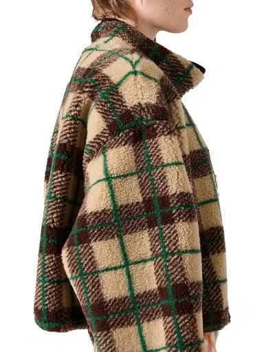Miu Miu Women's Checked Teddy Jacket with Zipper | Thumbnail 4 Miu Miu Women's Checked Teddy Jacket with Zipper | Thumbnail 4