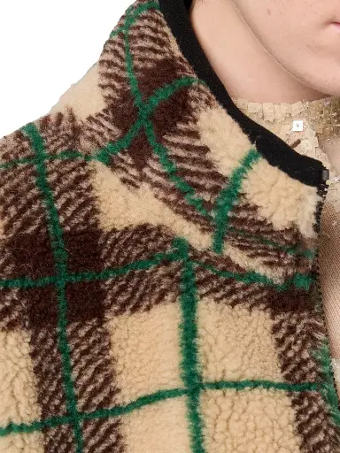 Miu Miu Women's Checked Teddy Jacket with Zipper | Thumbnail 6 Miu Miu Women's Checked Teddy Jacket with Zipper | Thumbnail 6