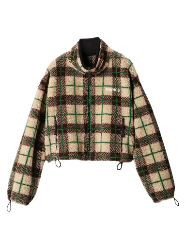 Miu Miu Women's Checked Teddy Jacket with Zipper | Thumbnail 1 Miu Miu Women's Checked Teddy Jacket with Zipper | Thumbnail 1