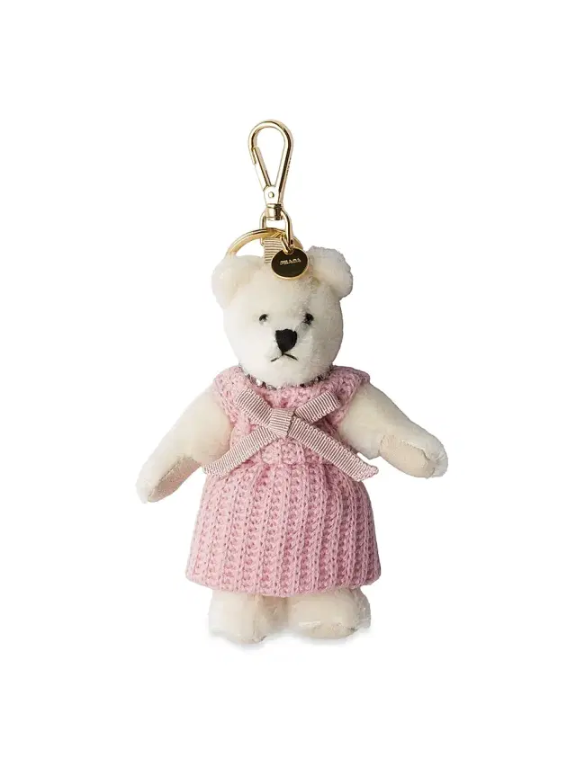 Prada Women's Teddy Bear Keychain Charm - White