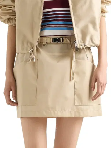 Prada Women's Re-Nylon Mini Skirt - Beige Khaki - Size 10 | Thumbnail 2