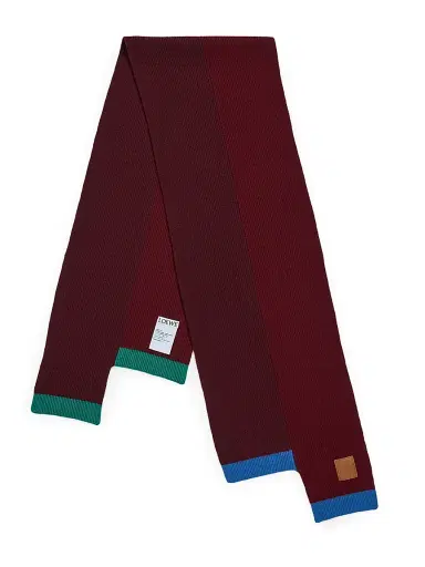 LOEWE Women's Wool Rib-Knit Asymmetric Scarf - Green Red | Thumbnail 1