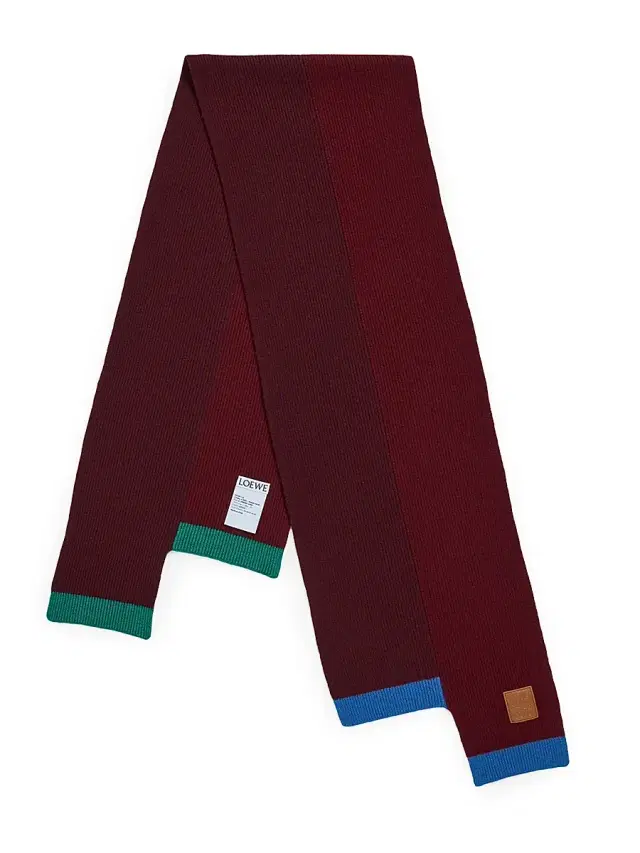 LOEWE Women's Wool Rib-Knit Asymmetric Scarf - Green Red