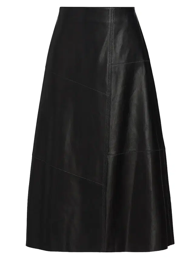 Arma Women's Vayenne Leather Midi-Skirt - Black