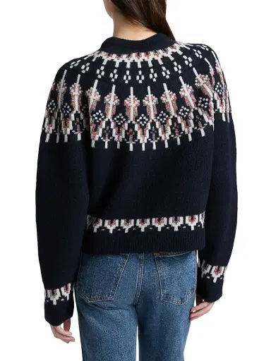 LOEWE Women's Fair Isle-Style Wool-Blend Sweater - Navy Multicolor | Thumbnail 5