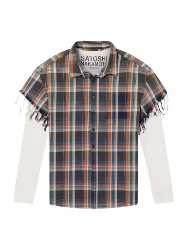 Satoshi Nakamoto Layered Frayed Checked Cotton-Flannel and Waffle-Knit Shirt - Men | Thumbnail 1 Satoshi Nakamoto Layered Frayed Checked Cotton-Flannel and Waffle-Knit Shirt - Men | Thumbnail 1