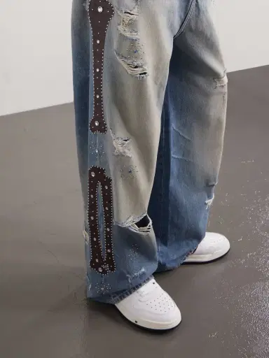 AMIRI Straight-Leg Distressed Studded Jeans - Men | Thumbnail 5 AMIRI Straight-Leg Distressed Studded Jeans - Men | Thumbnail 5